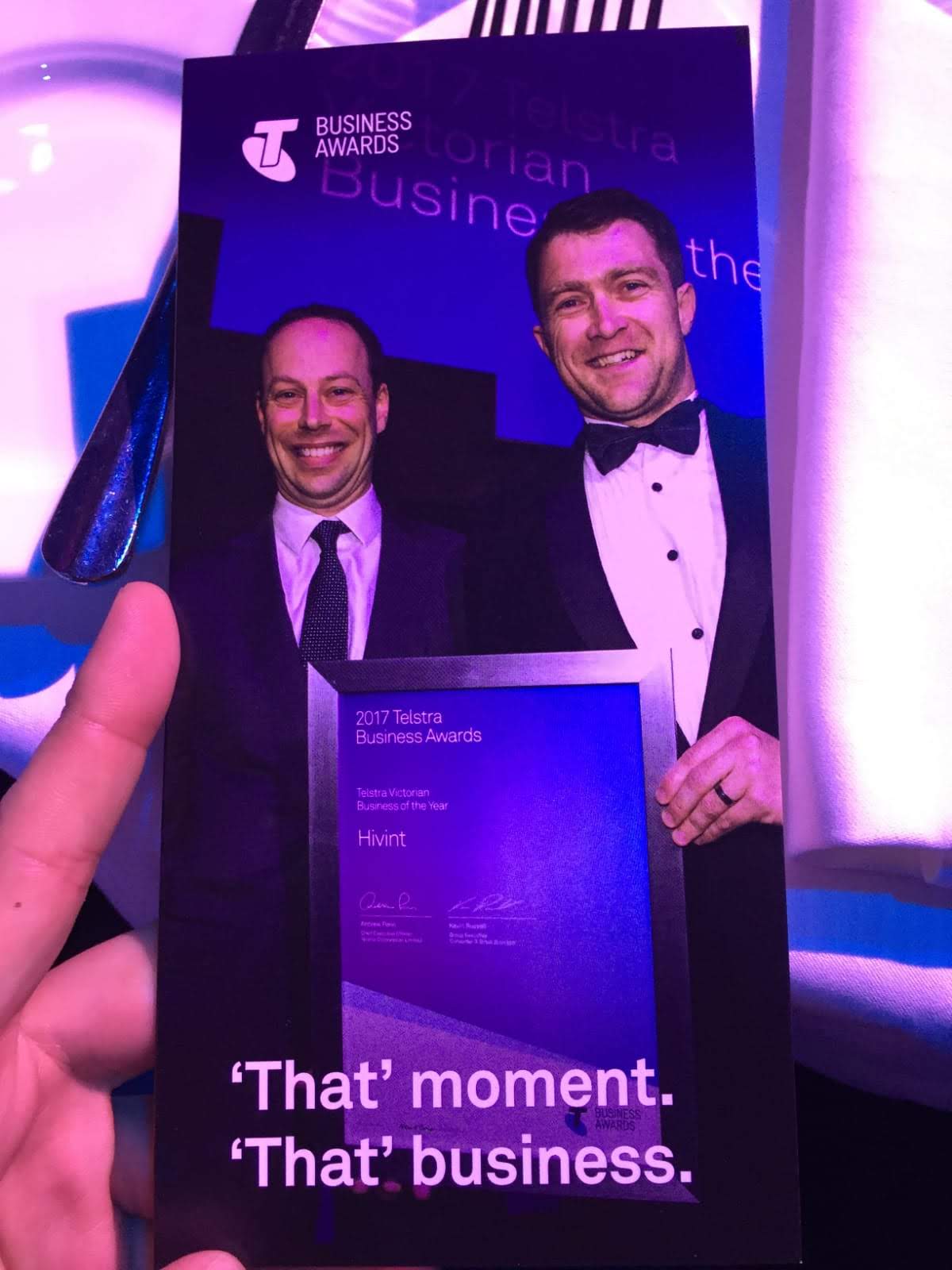 Craig Searle and Nick Ellsmore, Telstra Business Awards 2017, Victorian Business of the Year